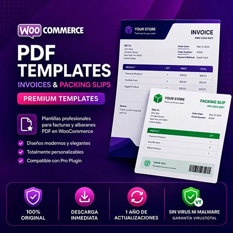 PDF Invoices & Packing Slips for WooCommerce - Premium Templates
