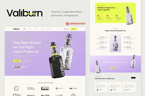 Vista previa de Valiburn - Vape & E-Cigarettes Store Elementor Template Kit