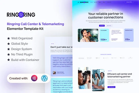 Ringring Call Center & Telemarketing Elementor Template Kit