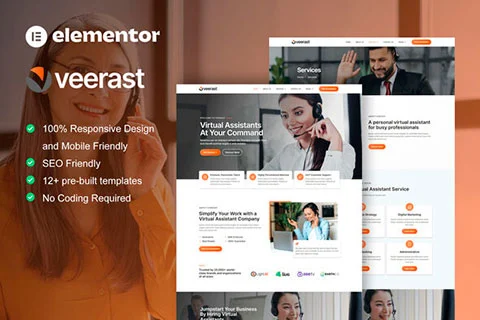 Vista previa de Veerast - Template Kit for Virtual Assistant Service