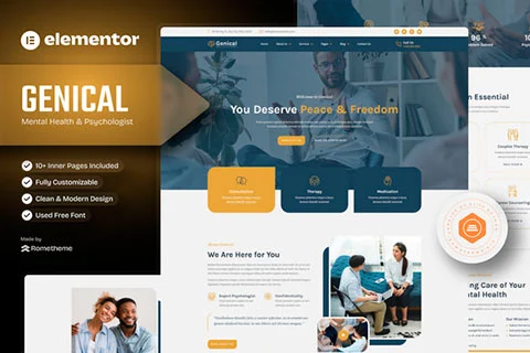 Genical - Mental Health & Psychologist Elementor Template Kit