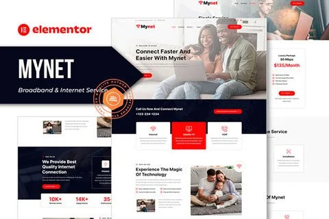 Mynet - Broadband & Internet Service Provider Elementor Template Kit