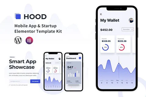Hood - Mobile App Startup Elementor Template Kit