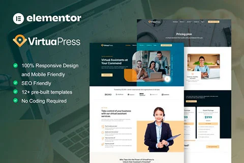 Vista previa de VirtuaPress - Template kit for Virtual Assistant Services