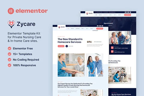 Preview of Zycare – In-home Care & Private Nursing Agency Elementor Template Kit