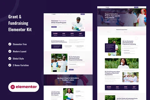 Grant & Fundraising Elementor Template Kit