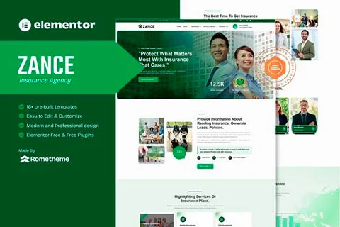 Preview of Zance - Insurance Agency Elementor Template Kit