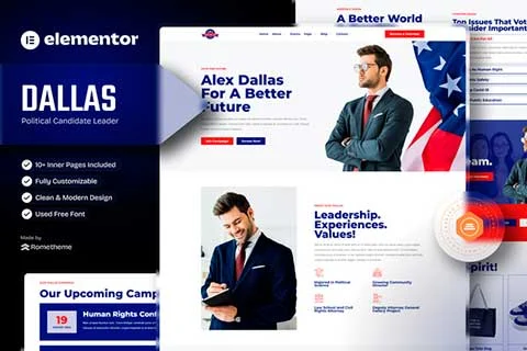 Dallas - Political Candidate Leader Elementor Teamplate Kit