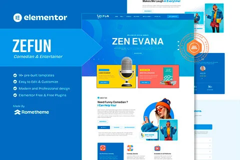 Preview of Zefun - Single Comedian and Club Elementor Template Kit