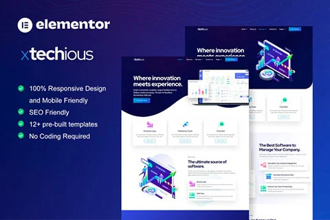 Vista previa de xtechious - Template kit for SAAS services