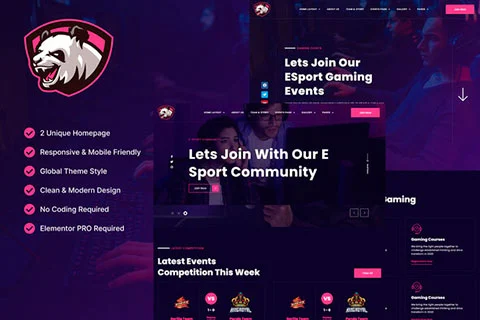 Junio - E - Sport Events & Streamer Elementor Template Kit