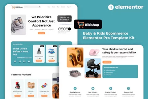 Bibishup - Baby & Kids Ecommerce Elementor Pro Template Kit