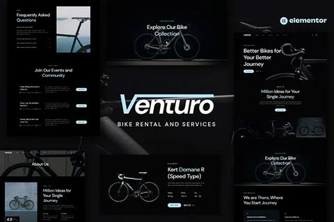 Vista previa de Venturo - Bike Rental and Services Elementor Template Kit