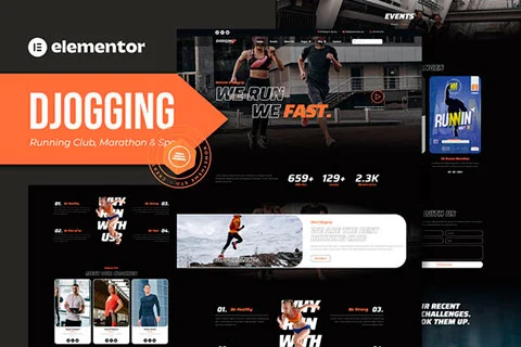 Djogging - Running Club, Marathon & Sport Elementor Template Kit