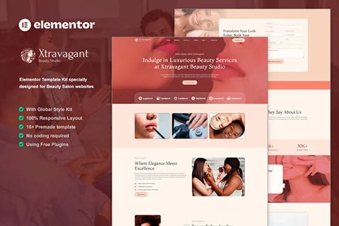 Vista previa de Xtravagant - Beauty Salon Elementor Template Kit