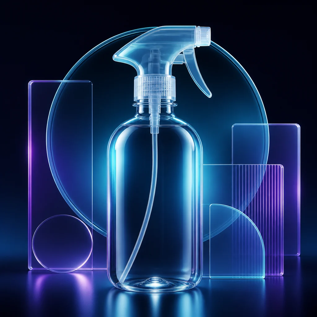 Preview of Transparent Plastic Spray Bottle Mockup