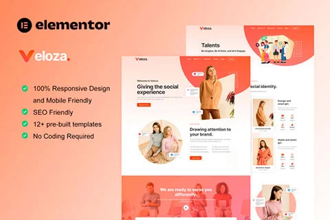 Vista previa de Veloza - Template kit for influencer or talent agency