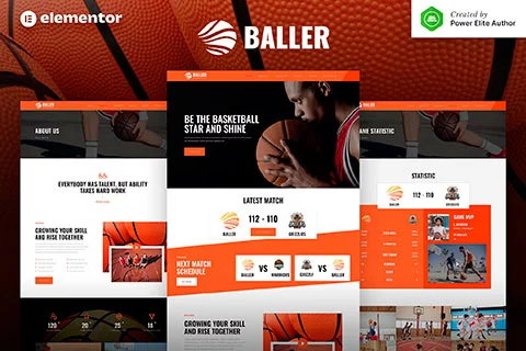 Baller – Basketball Team & Sports Club Elementor Template Kit