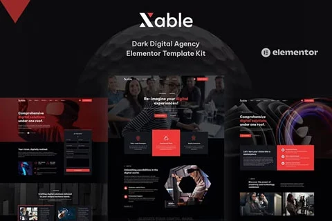 Vista previa de Xable - Dark Digital Agency Elementor Pro Template Kit