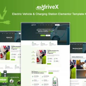 EVDriveX - Kit de plantillas Elementor para vehículos eléctricos y estaciones de carga
