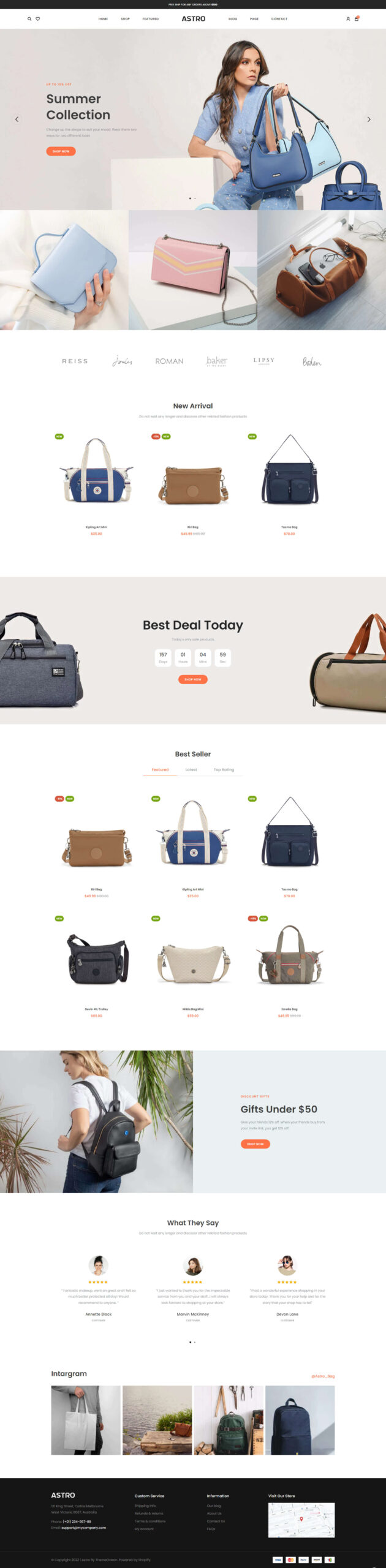 Astro – Tema de WordPress para bolsos y ropa