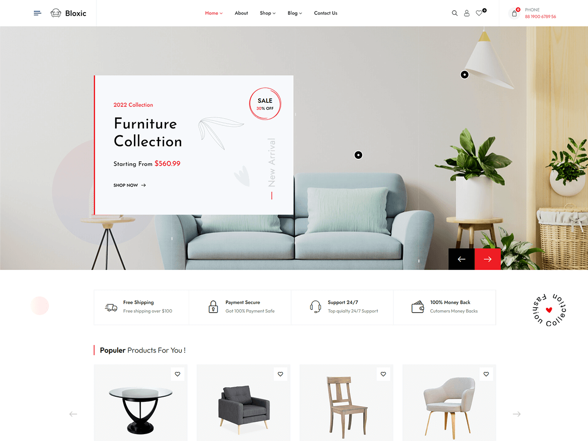 Bloxic – Tema de WordPress para muebles y tienda