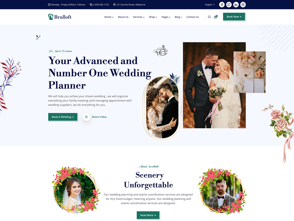 Brulloft – Tema de WordPress para bodas y organizador de eventos