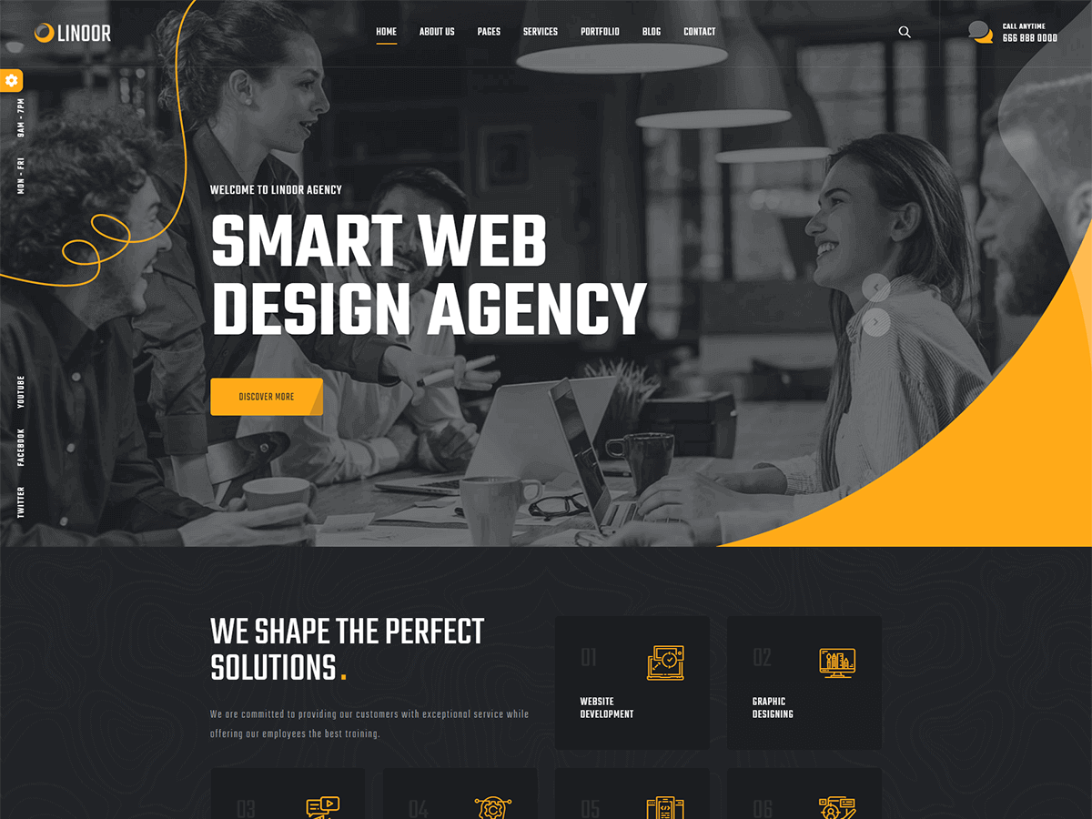Linoor – Tema de WordPress para digital y agencia y servicios