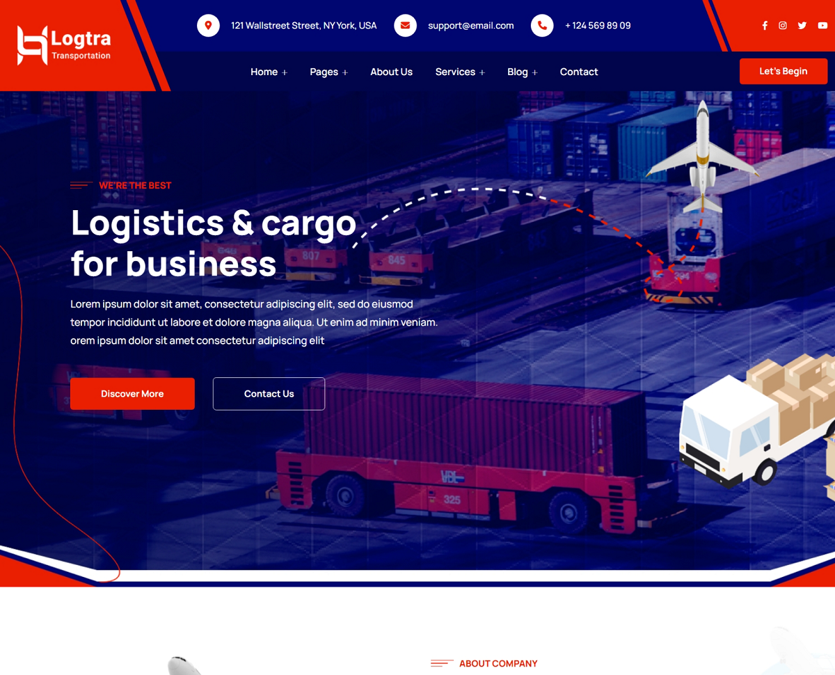 Logtra – Tema de WordPress para transporte y logística