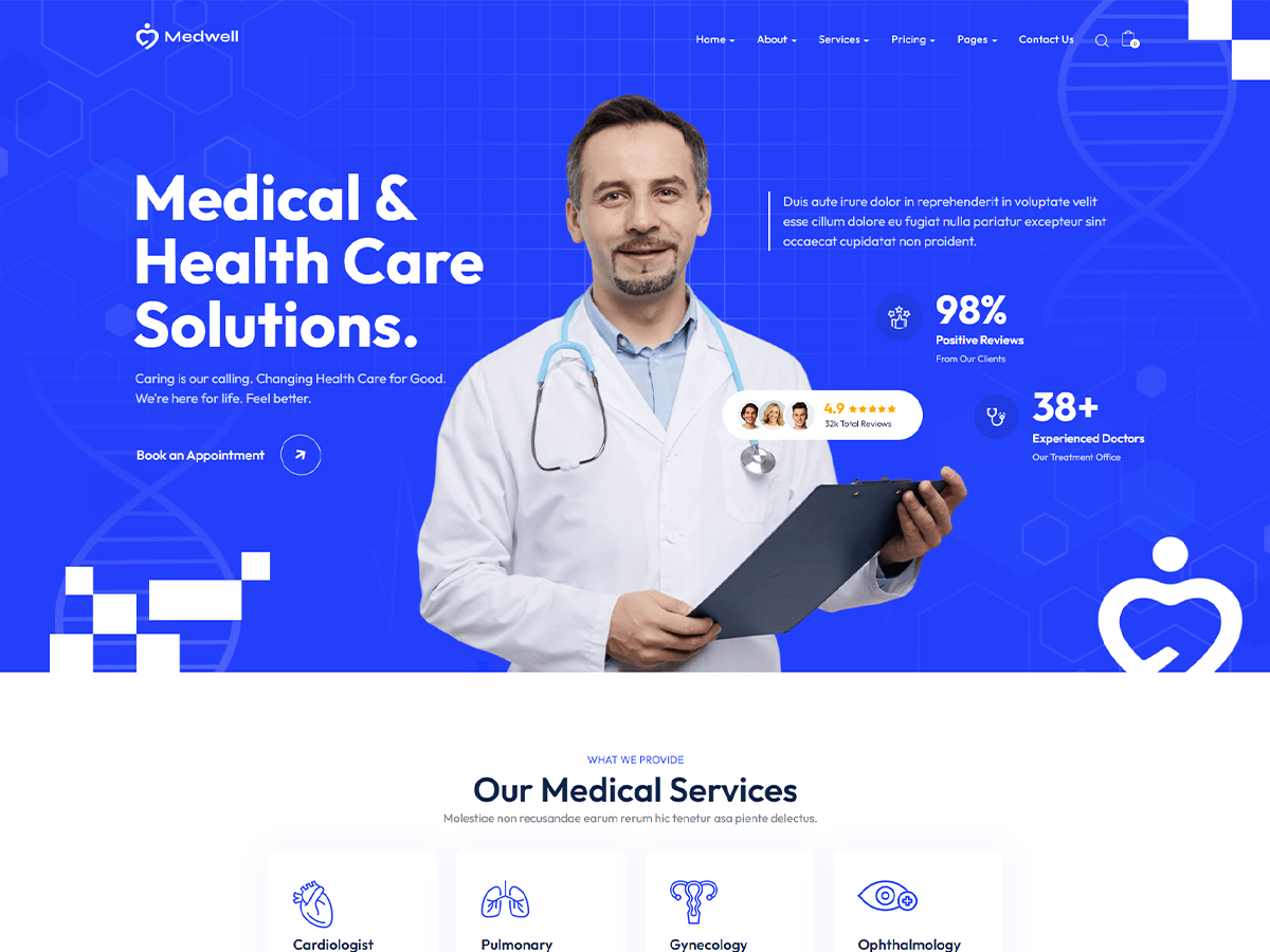 Medwell – Tema de WordPress para médico y salud y cuidado