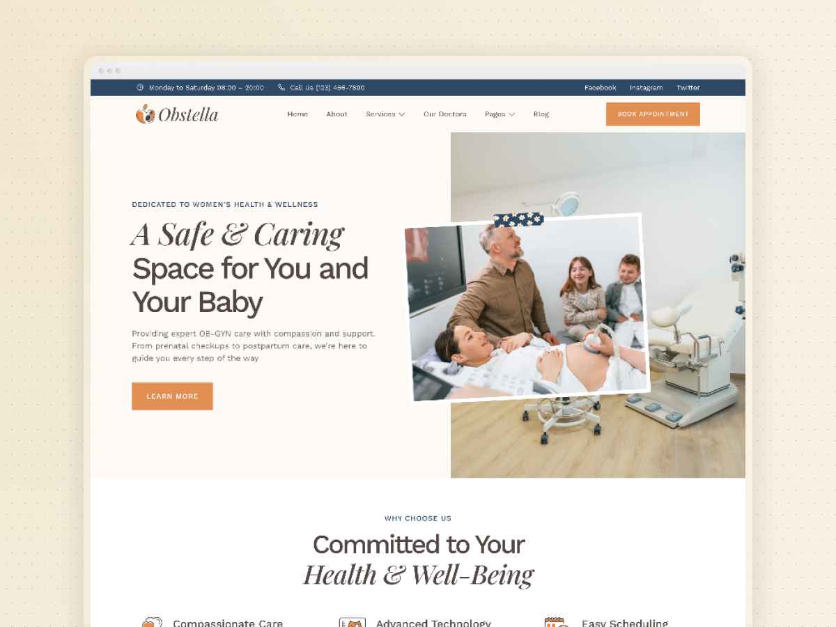 Obstella – Tema de WordPress para pregnancy y cuidado y obstetrician