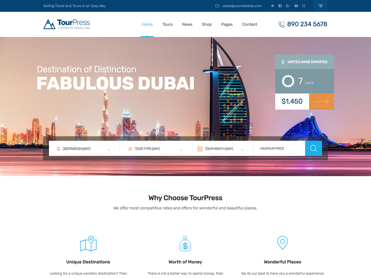 Tourpress – Tema de WordPress para viajes y booking
